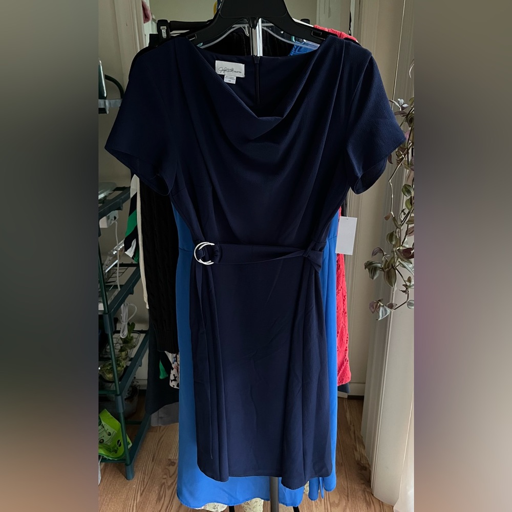 Navy Jaclyn Smith Cowl Neck Dress